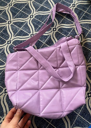 Mor Kadın Çanta, Fermuarlı, Pastel Ton - Görsel 3