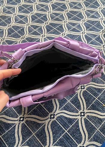 Mor Kadın Çanta, Fermuarlı, Pastel Ton - Görsel 2