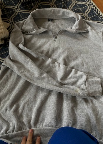 Gri Fermuarlı Erkek Polar Sweatshirt - Görsel 3