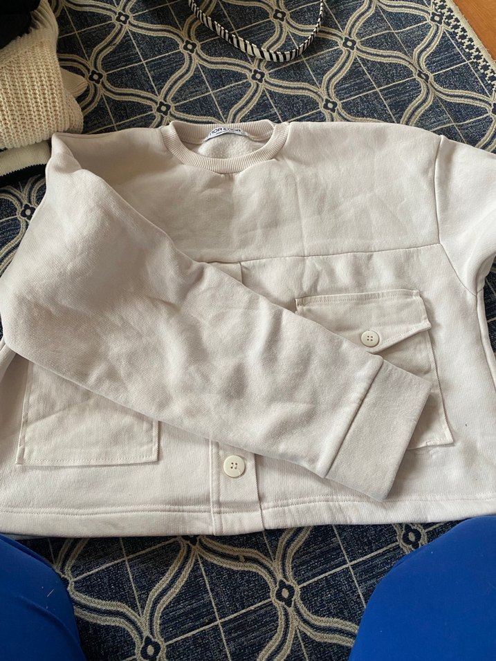 Düğmeli, Uzun Kollu Beyaz Keten Kadın Gömlek - Görsel 2