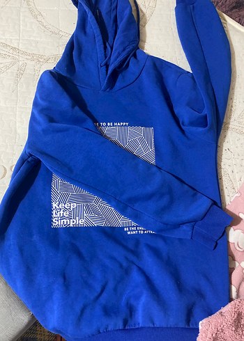 Mavi Baskılı Uzun Kollu Salaş Hamile Tişörtü - Görsel 2