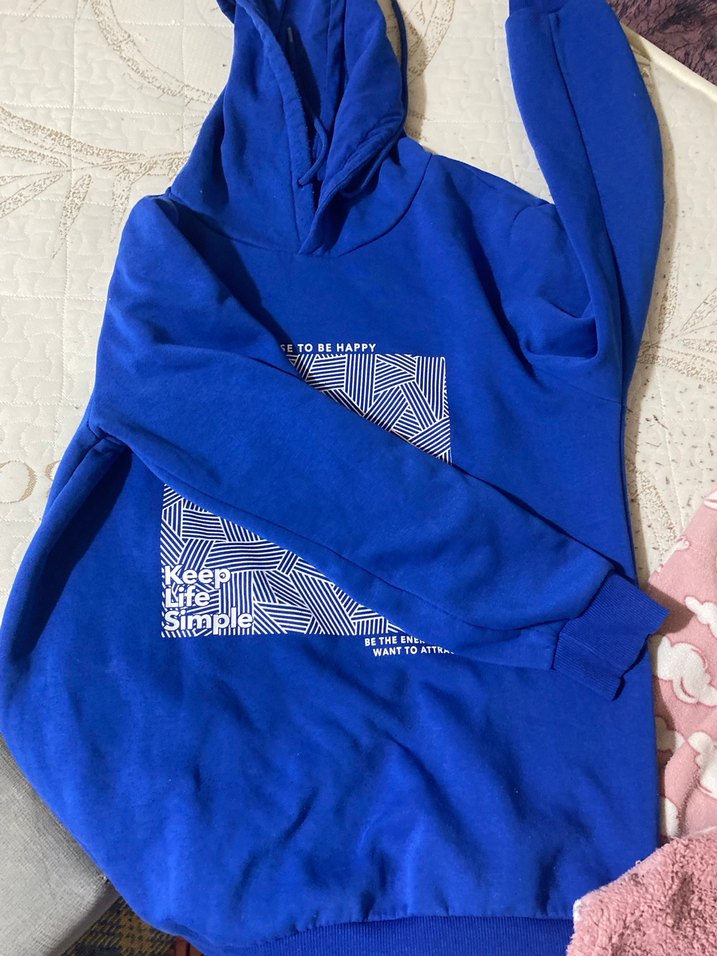 Mavi Baskılı Uzun Kollu Salaş Hamile Tişörtü - Görsel 2