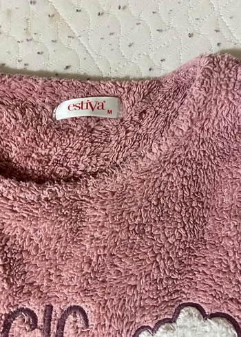 Kız Çocuk Pembe Bulut Desenli Polar Pijama Takımı - Görsel 6