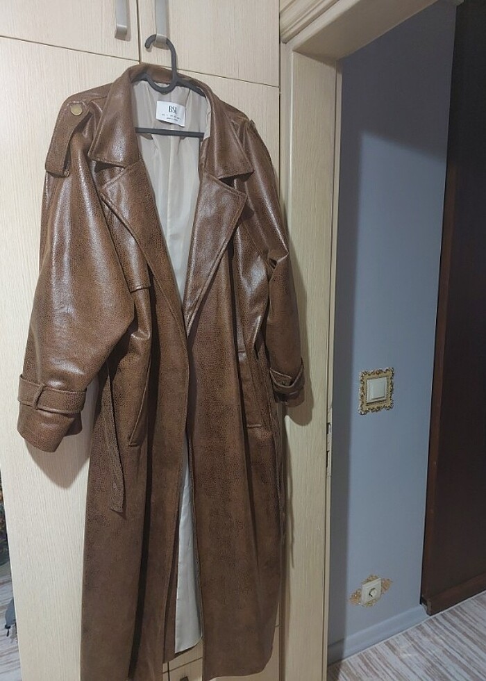 Gercek deri kuzu deri kaban trenckot - Görsel 4