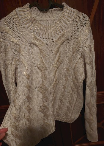 krem uzeri sari gold parlak baski kazak - Görsel 2