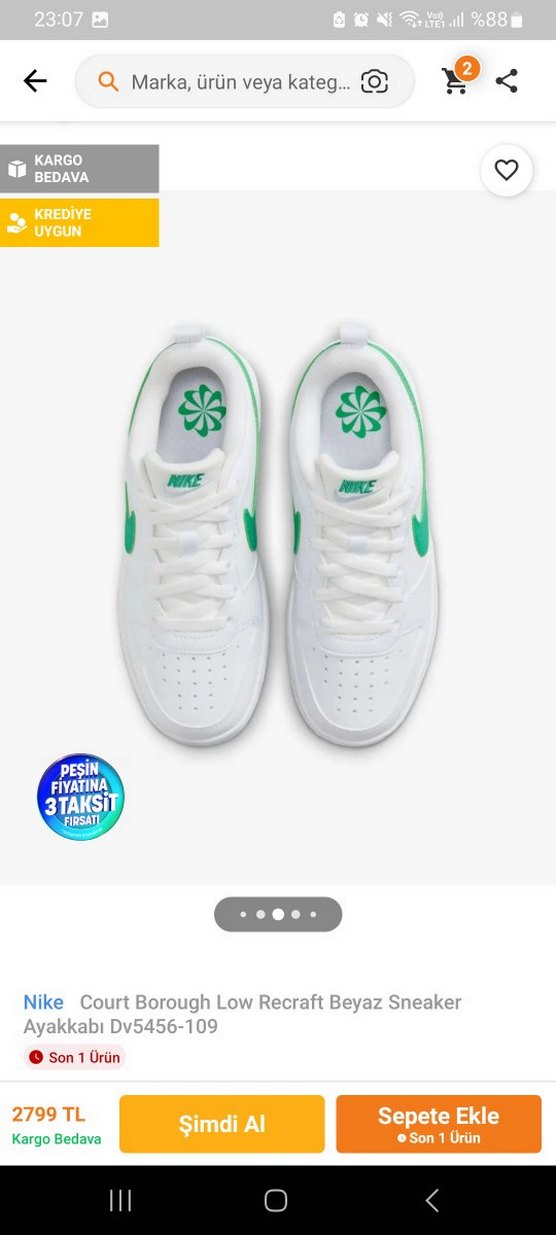 Nike Beyaz Yeşil Kadın Spor Ayakkabı - Görsel 2