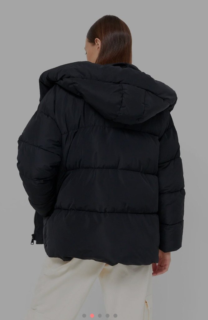 Siyah Kapüşonlu Kadın Puff Mont - Görsel 3