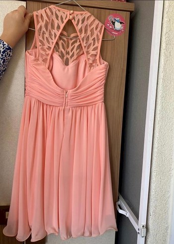 Pudra Pileli Midi Abiye Elbise - Görsel 2