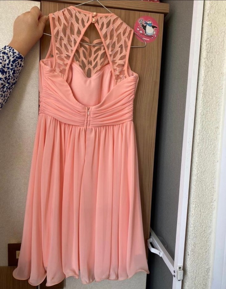 Pudra Pileli Midi Abiye Elbise - Görsel 2