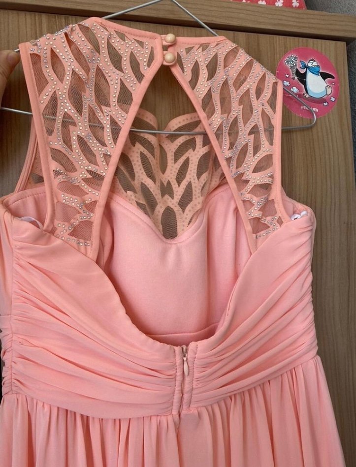 Pudra Pileli Midi Abiye Elbise - Görsel 3