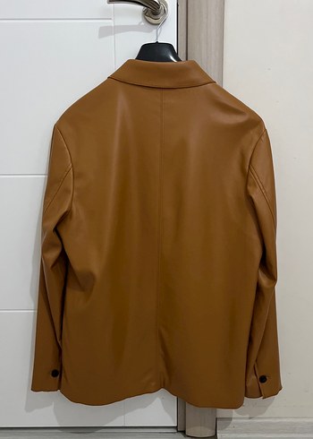 Düğmeli Kahverengi Deri Kadın Ceket - Görsel 2