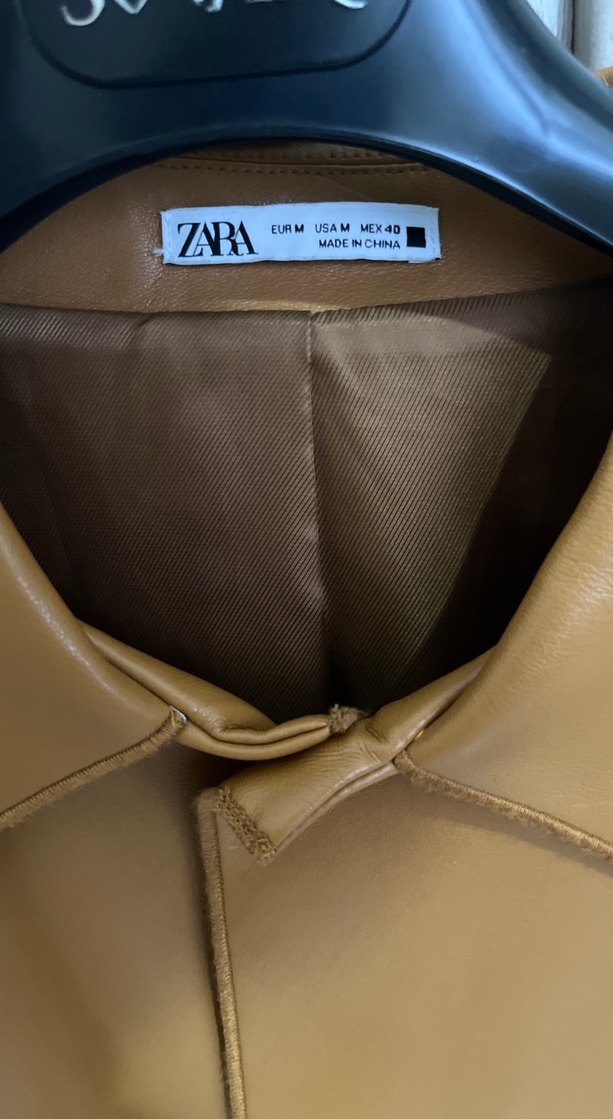 Düğmeli Kahverengi Deri Kadın Ceket - Görsel 4