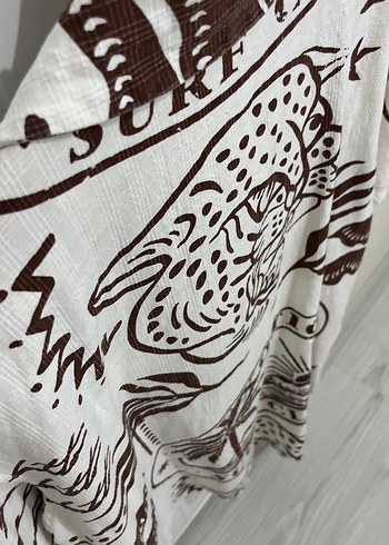 Bohem Tarz Baskılı Kısa Kollu Erkek Gömlek - Görsel 5