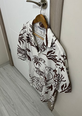 Bohem Tarz Baskılı Kısa Kollu Erkek Gömlek - Görsel 3