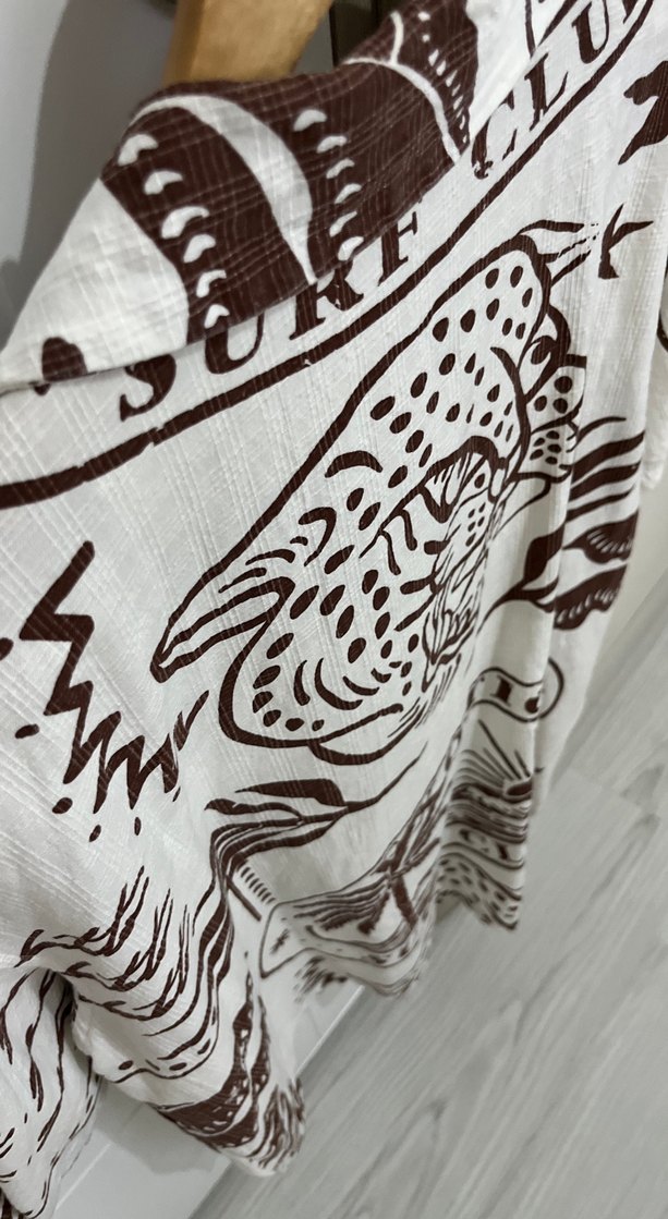 Bohem Tarz Baskılı Kısa Kollu Erkek Gömlek - Görsel 5