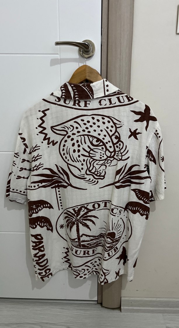 Bohem Tarz Baskılı Kısa Kollu Erkek Gömlek - Görsel 4