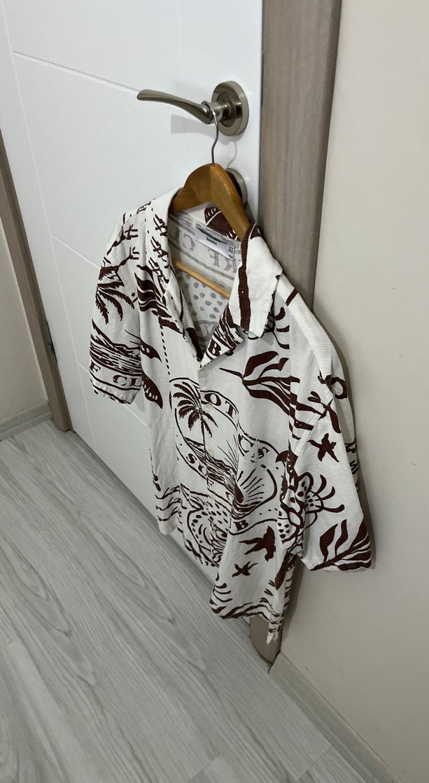 Bohem Tarz Baskılı Kısa Kollu Erkek Gömlek - Görsel 3