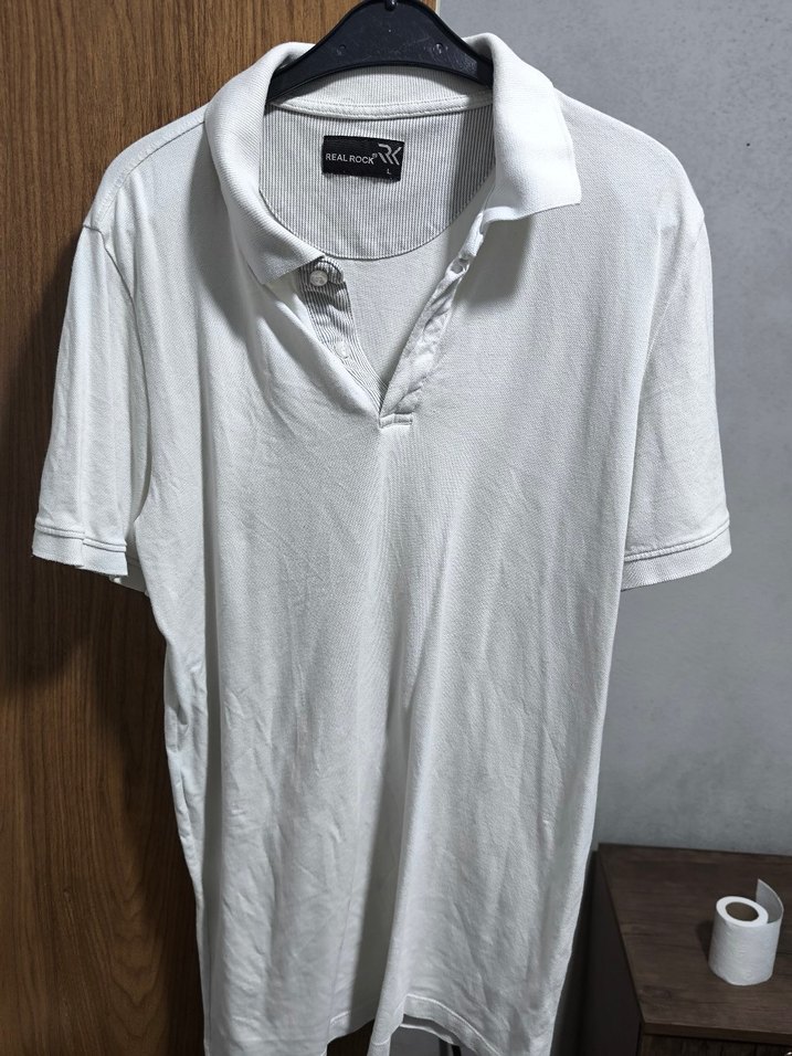 Erkek Beyaz Pamuklu Polo Yaka Tişört - Görsel 2