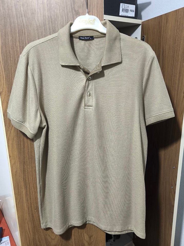 Bej Erkek Polo Yaka Kısa Kollu Tişört - Görsel 2