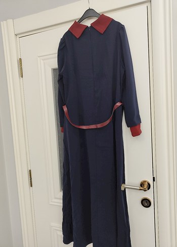 Bordo Detaylı Uzun Kollu Kadın Uzun Elbise - Görsel 2