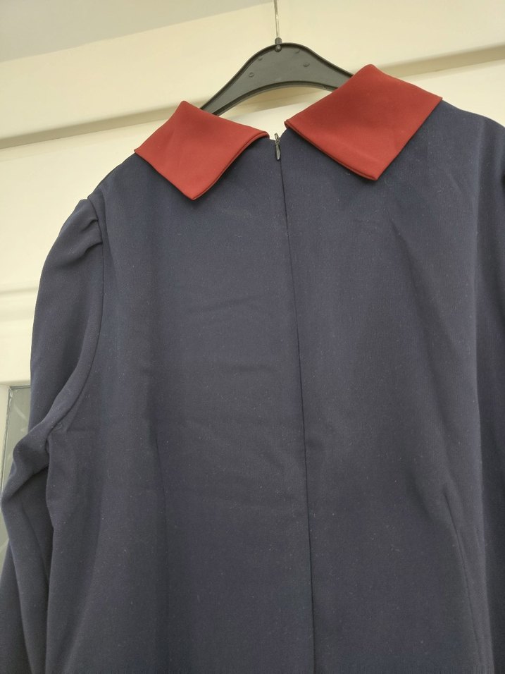 Bordo Detaylı Uzun Kollu Kadın Uzun Elbise - Görsel 4