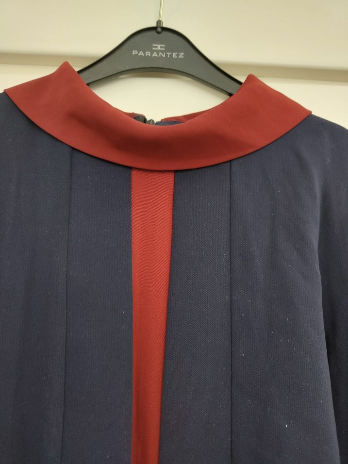 Bordo Detaylı Uzun Kollu Kadın Uzun Elbise - Görsel 5