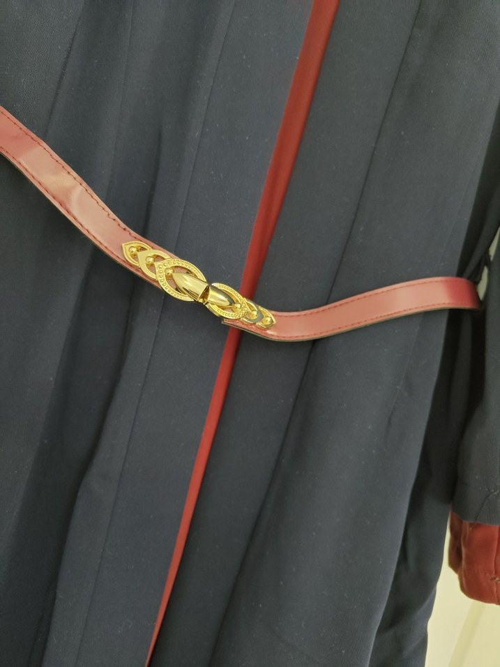 Bordo Detaylı Uzun Kollu Kadın Uzun Elbise - Görsel 3