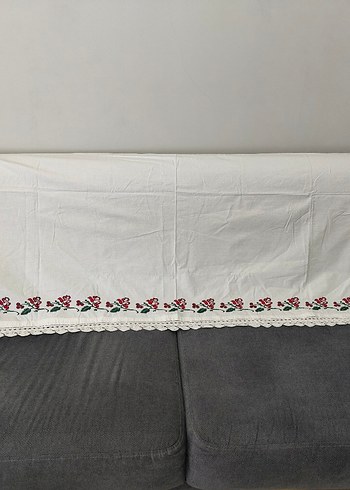 Nakışlı Beyaz Masa Örtüsü - Görsel 3