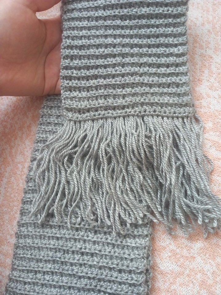 Gri Örgü Kadın atkı - Görsel 3