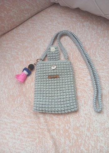 Gri Örgü Kadın Çapraz Çanta - Görsel 2