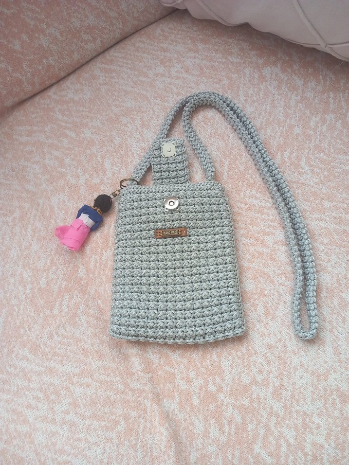 Gri Örgü Kadın Çapraz Çanta - Görsel 2