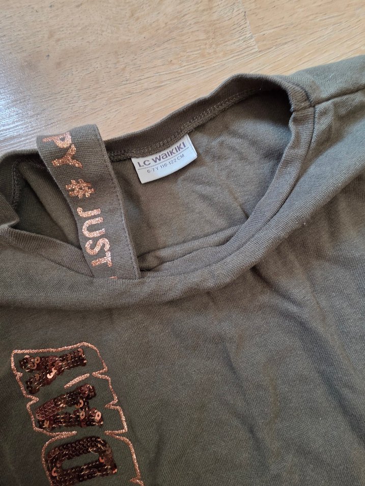 haki Baskılı Kemerli Kız Sweatshirt - Görsel 3