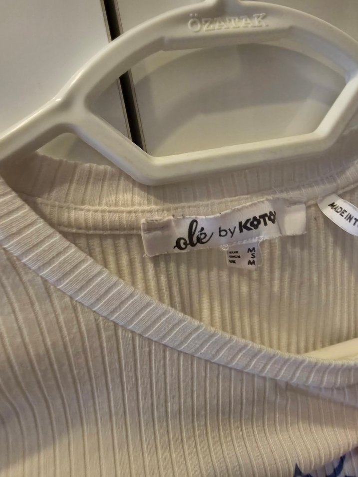 Beyaz Uzun Kollu Kadın Crop Top - Görsel 2