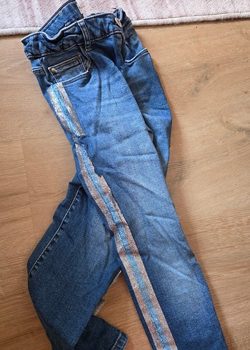 Mavi Düğmeli kız çocuk Denim Pantolon - Görsel 5