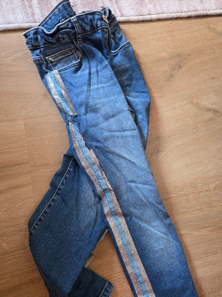 Mavi Düğmeli kız çocuk  Denim Pantolon - Görsel 5