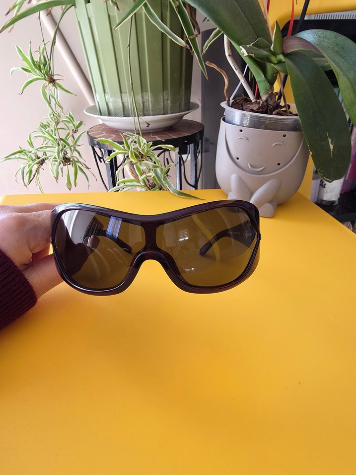 Quantum Şeffaf kahverengi retro kadın güneş gözlüğü - Görsel 3