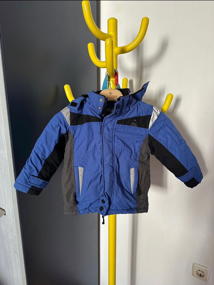 Erkek Çocuk Mavi Gri Kapüşonlu Mont - Görsel 3