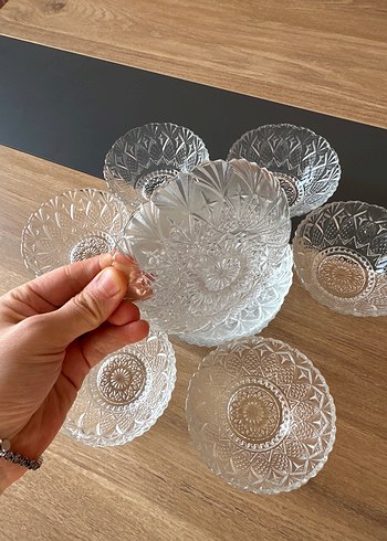 12 parça 6 tabak 6 kase seti çerez sütlaç vb için uygun - Görsel 2