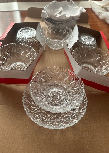 12 parça 6 tabak 6 kase seti çerez sütlaç vb için uygun - Görsel 3