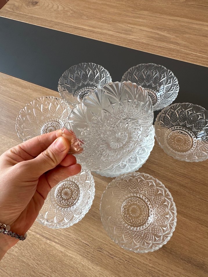 Desenli Cam Kase Seti kristal - Görsel 2