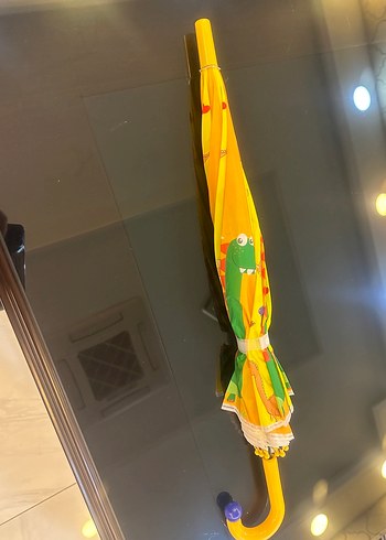 Sarı Dinozor Desenli Kadın Şemsiye - Görsel 3