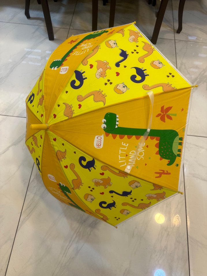 Sarı Dinozor Desenli Kadın Şemsiye - Görsel 2