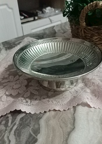 Gri Parlak Yuvarlak Ayaklı Tabak - Görsel 2