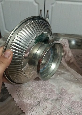 Gri Parlak Yuvarlak Ayaklı Tabak - Görsel 3