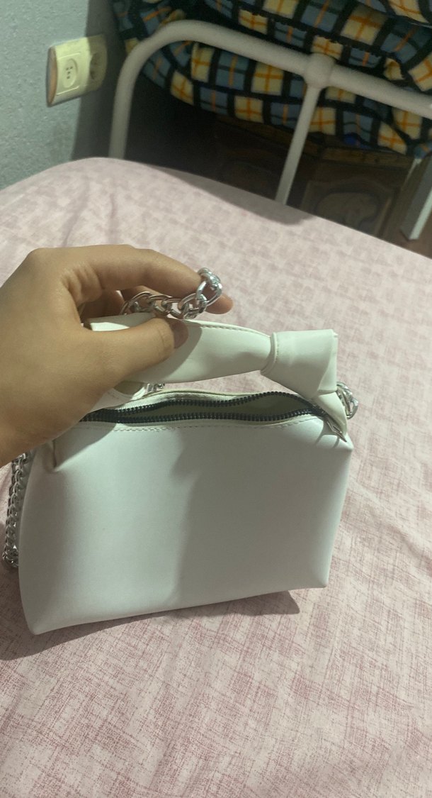 Zincir Detaylı beyaz Minimalist Kadın Çanta - Görsel 2