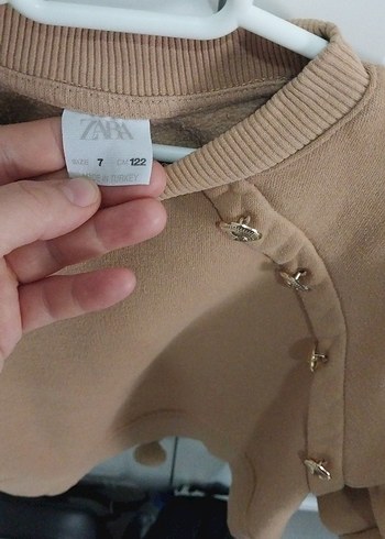 Kız Çocuk Bej Düğmeli Sweatshirt - Görsel 2