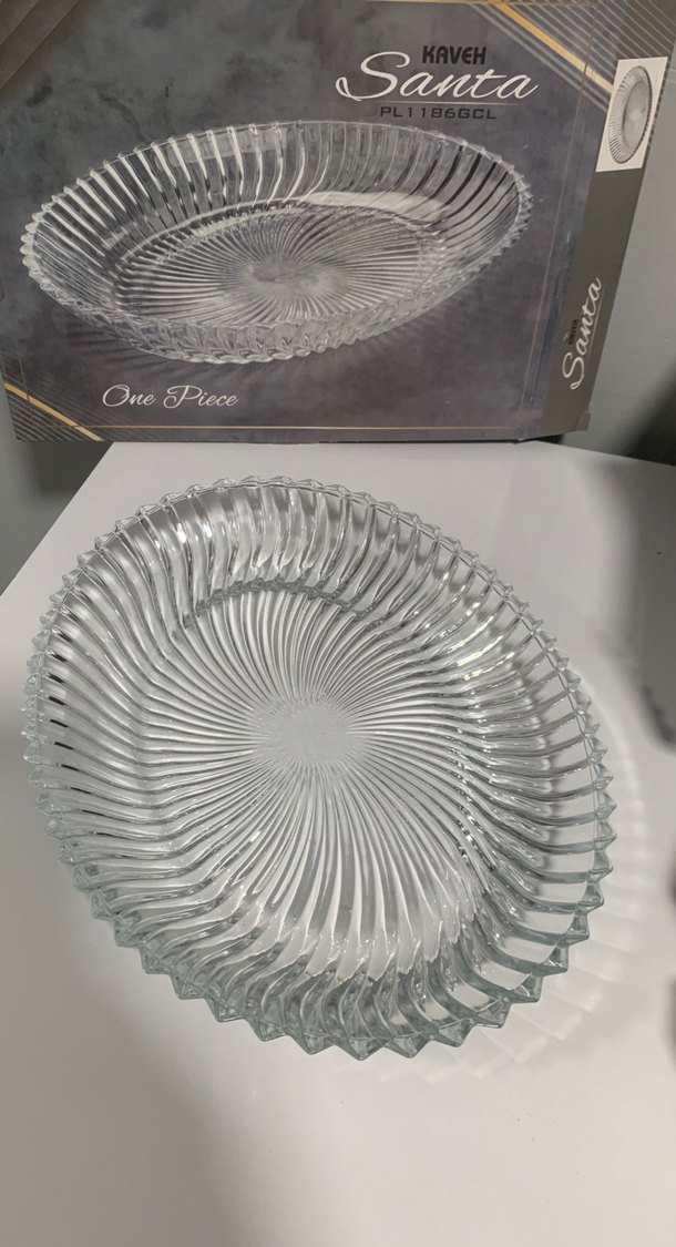 Beyaz Vintage Desenli Oval Cam Tabak - Görsel 2