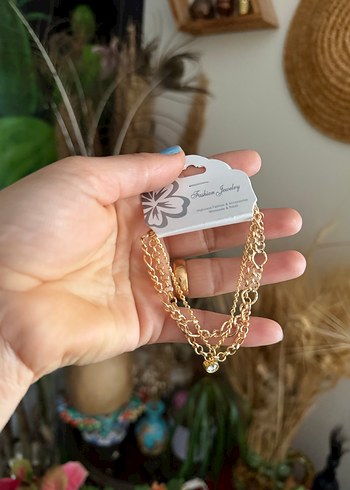 Altın Renk Zincir Detaylı Kadın El Zinciri - Görsel 2