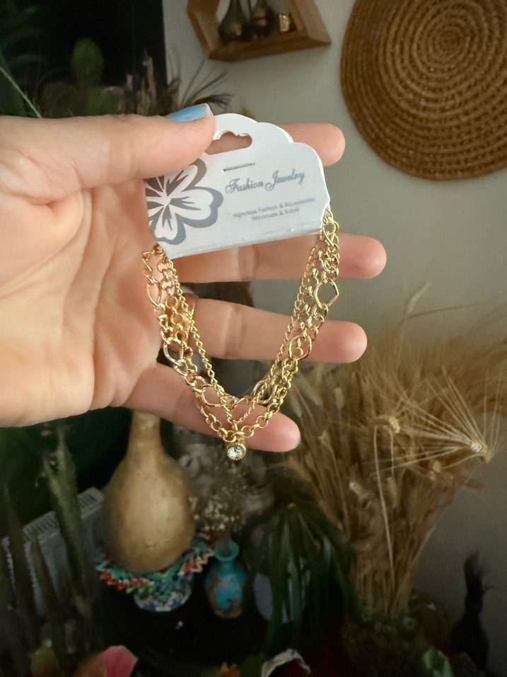 Altın Renk Zincir Detaylı Kadın El Zinciri - Görsel 3