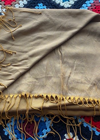 Kadın Camel Renkli Püsküllü Bohem Şal - Görsel 2